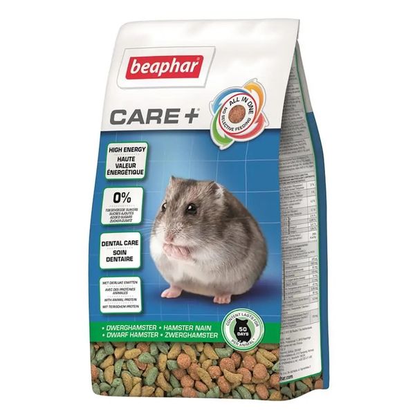 Полноценный корм Beaphar Care+ Dwarf Hamster супер-премиум класса для хомяков-джунгариков, 700 г 1357 фото