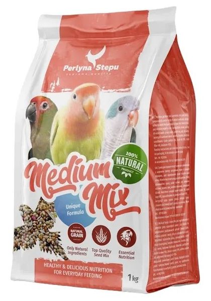 Перлина Степу: MEDIUM MIX - зерносмесь для средних попугаев 1кг 1042 фото